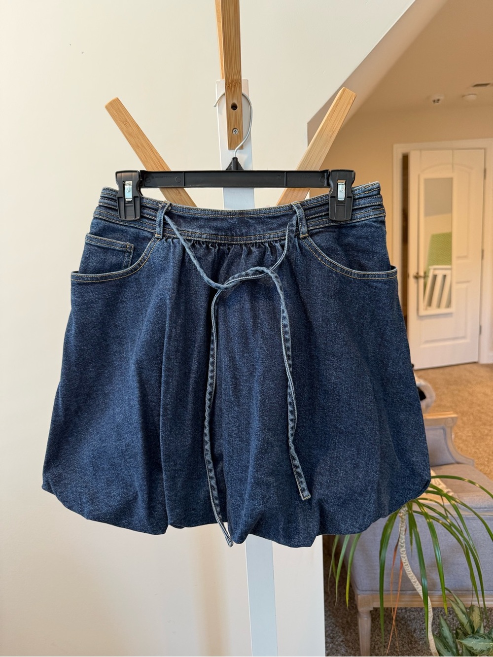 cinq a sept Dark Blue Denim Tie-Waist Skirt